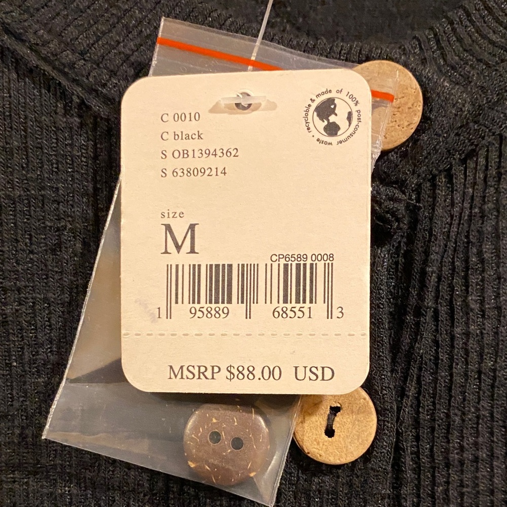 We The Free Black Long Button Cardigan with Wood-Tone Buttons - Picture 4 of 5